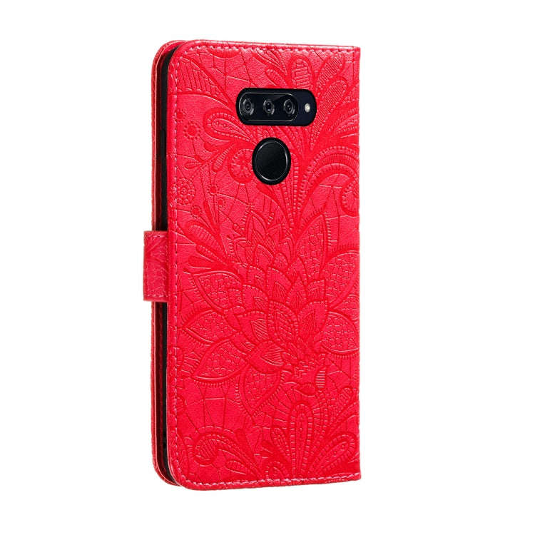 For LG K50S Lace Flower Embossing Pattern Horizontal Flip Leather Case with Holder & Card Slots &...