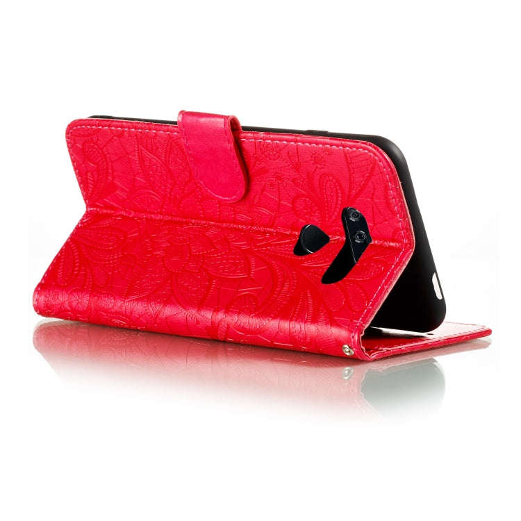 For LG K50S Lace Flower Embossing Pattern Horizontal Flip Leather Case with Holder & Card Slots &...