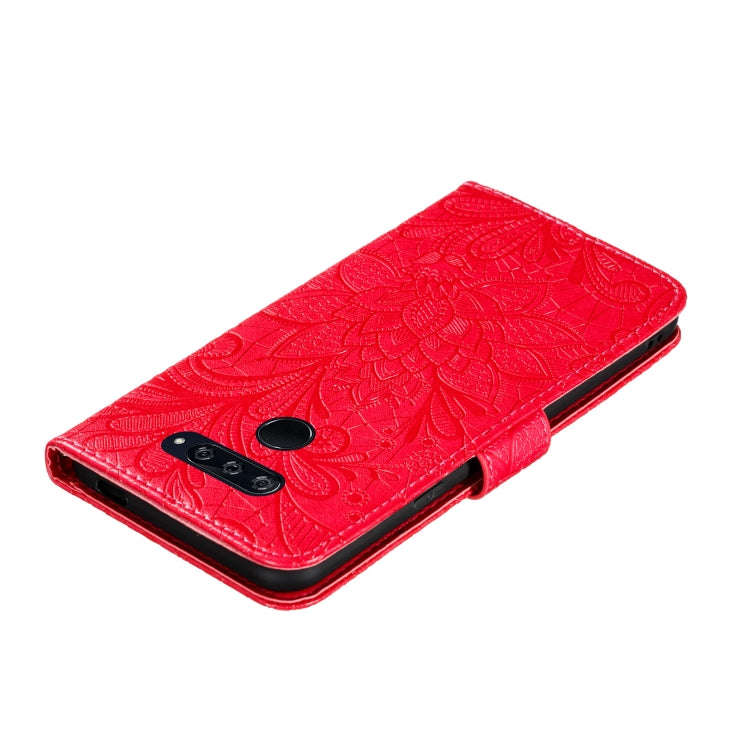 For LG K50S Lace Flower Embossing Pattern Horizontal Flip Leather Case with Holder & Card Slots &...