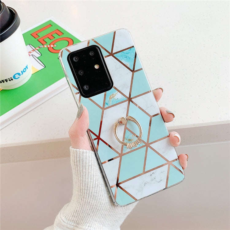 For Huawei P40 Plating Colorful Geometric Pattern Mosaic Marble TPU Mobile Phone Case Rhinestone ...
