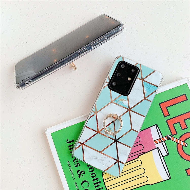 For Huawei P40 Plating Colorful Geometric Pattern Mosaic Marble TPU Mobile Phone Case Rhinestone ...