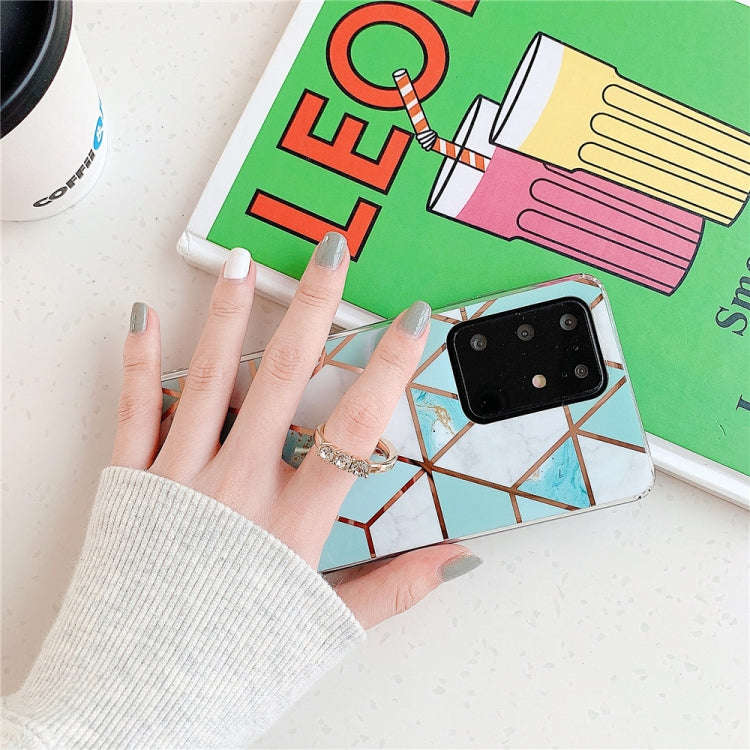 For Huawei P40 Plating Colorful Geometric Pattern Mosaic Marble TPU Mobile Phone Case Rhinestone ...