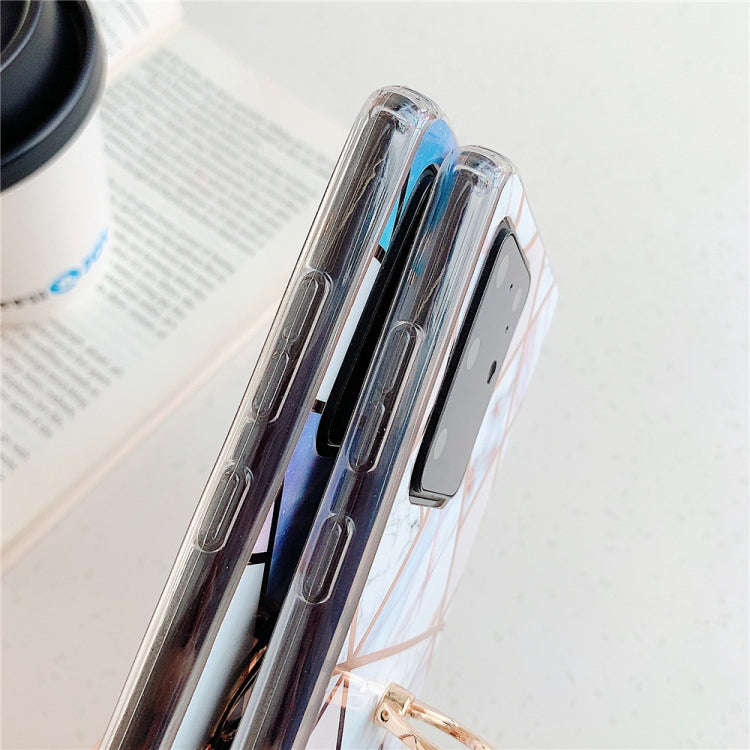 For Huawei P40 Plating Colorful Geometric Pattern Mosaic Marble TPU Mobile Phone Case Rhinestone ...