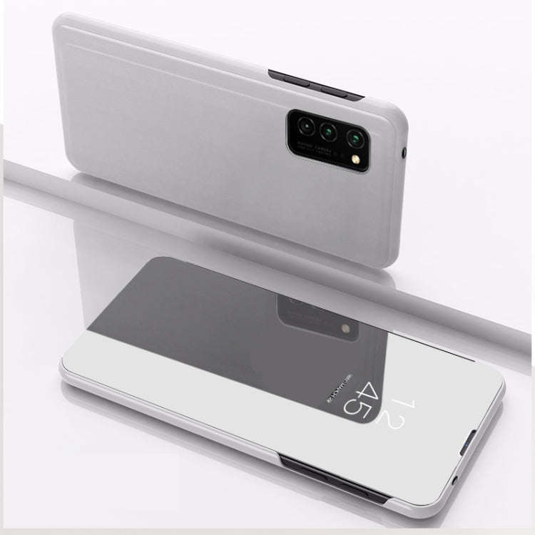 For Huawei P40 Plated Mirror Horizontal Flip Leather Case with Holder(Silver)