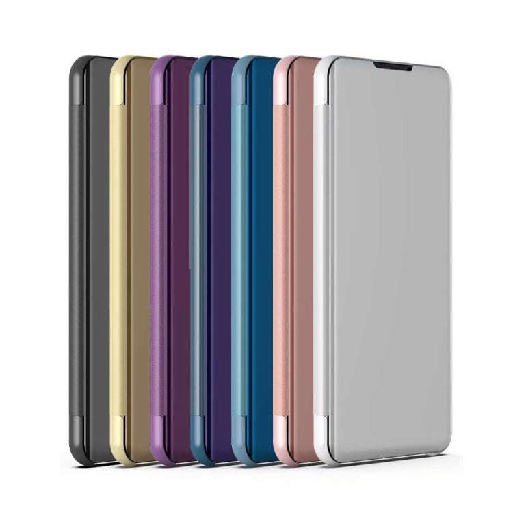 For Huawei P40 Pro  Plated Mirror Horizontal Flip Leather Case with Holder(Blue)