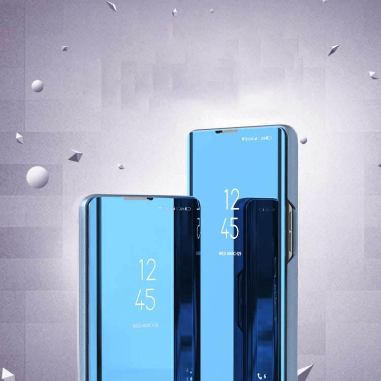 For Huawei P40 Pro  Plated Mirror Horizontal Flip Leather Case with Holder(Blue)