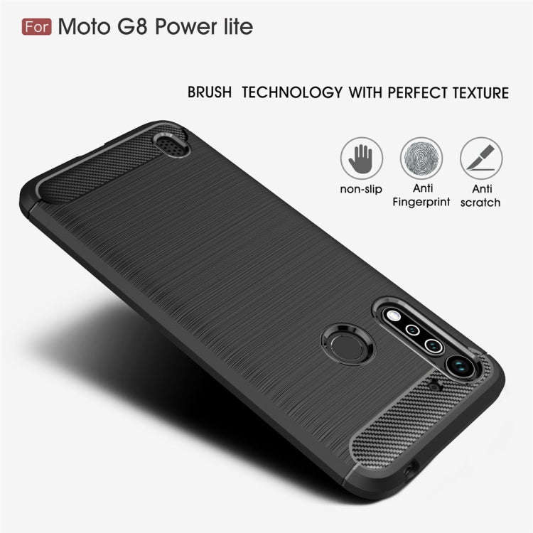 For Motorola Moto G8 Power Lite Brushed Texture Carbon Fiber TPU Case(Navy Blue)