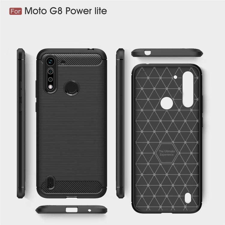 For Motorola Moto G8 Power Lite Brushed Texture Carbon Fiber TPU Case(Navy Blue)