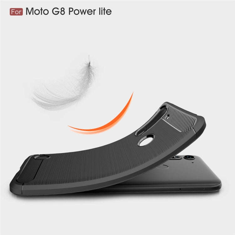 For Motorola Moto G8 Power Lite Brushed Texture Carbon Fiber TPU Case(Navy Blue)