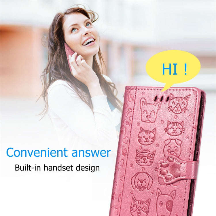 For Huawei P40 Pro Cute Cat and Dog Embossed Horizontal Flip Leather Case with Bracket / Card Slo...