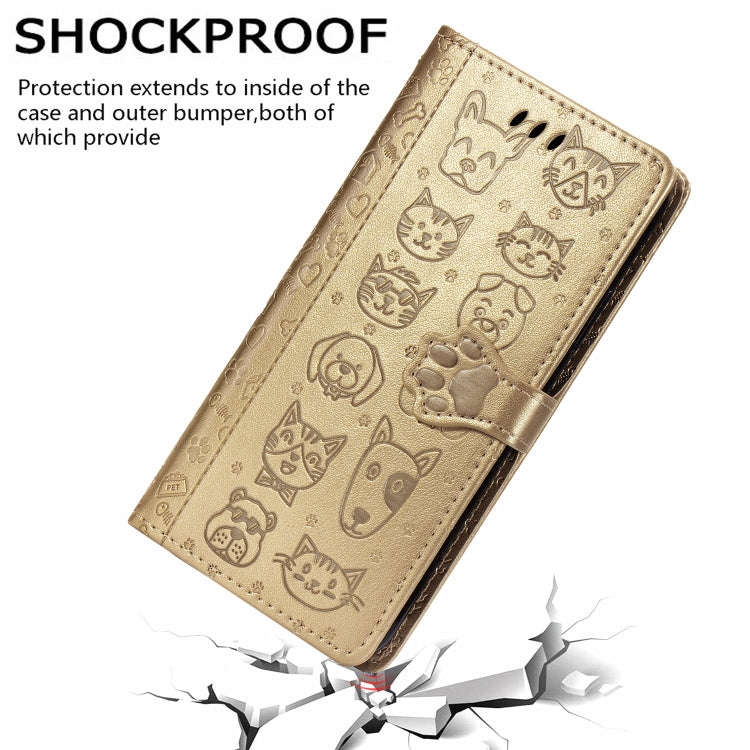 For Huawei P40 Pro Cute Cat and Dog Embossed Horizontal Flip Leather Case with Bracket / Card Slo...