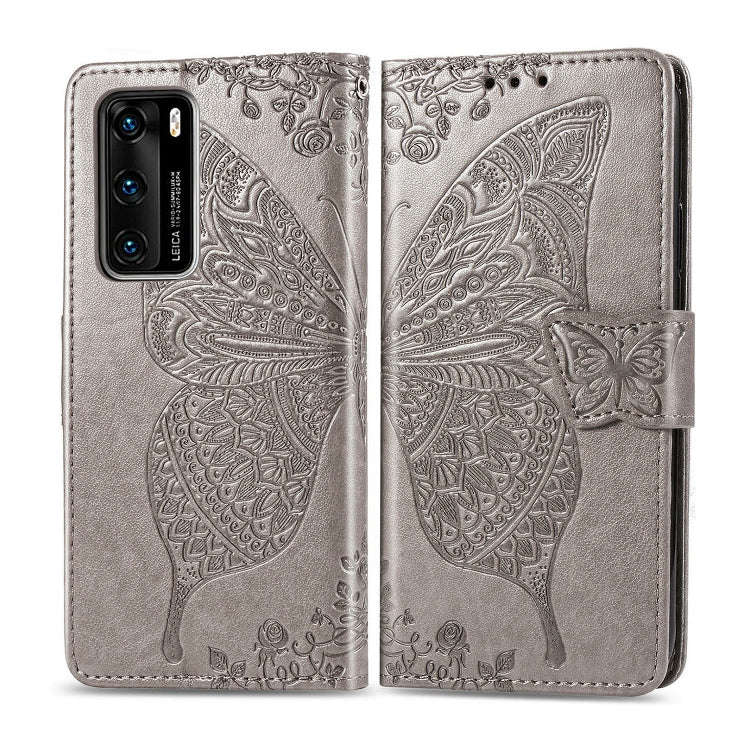 For Huawei P40 Butterfly Love Flower Embossed Horizontal Flip Leather Case with Bracket / Card Sl...