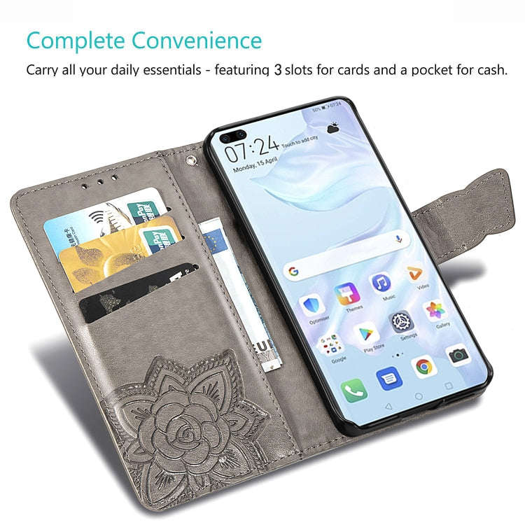 For Huawei P40 Butterfly Love Flower Embossed Horizontal Flip Leather Case with Bracket / Card Sl...