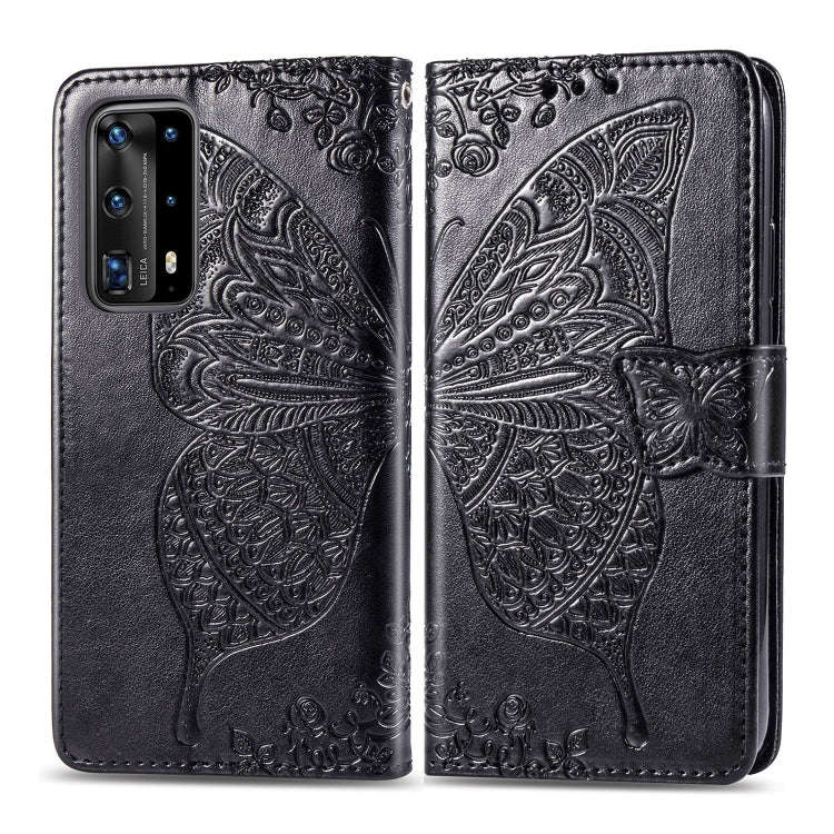 For Huawei P40 Pro Butterfly Love Flower Embossed Horizontal Flip Leather Case with Bracket / Car...