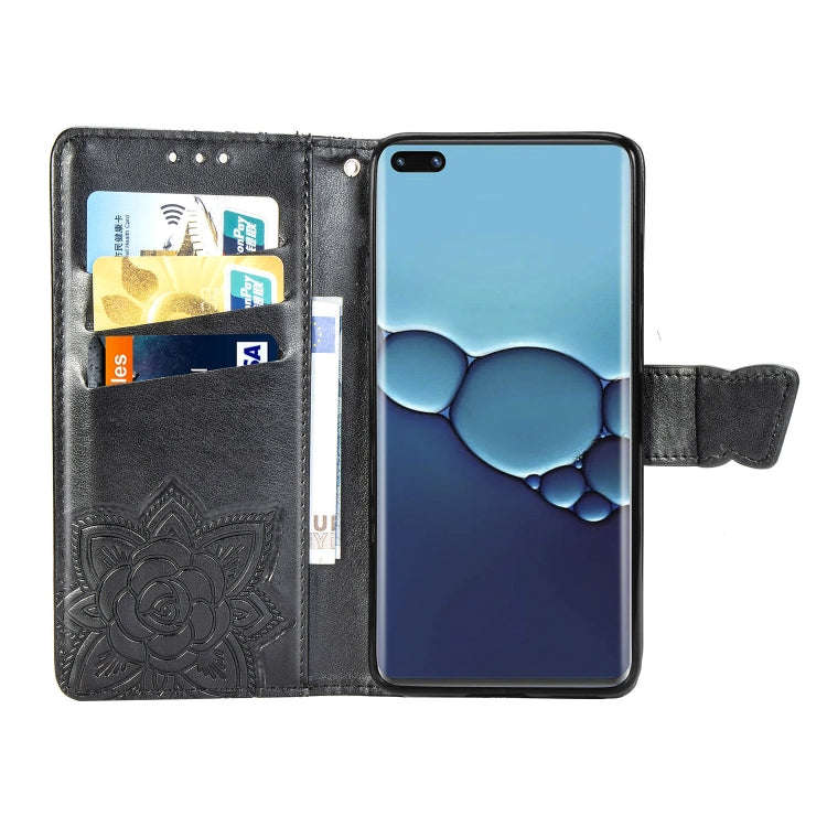 For Huawei P40 Pro Butterfly Love Flower Embossed Horizontal Flip Leather Case with Bracket / Car...
