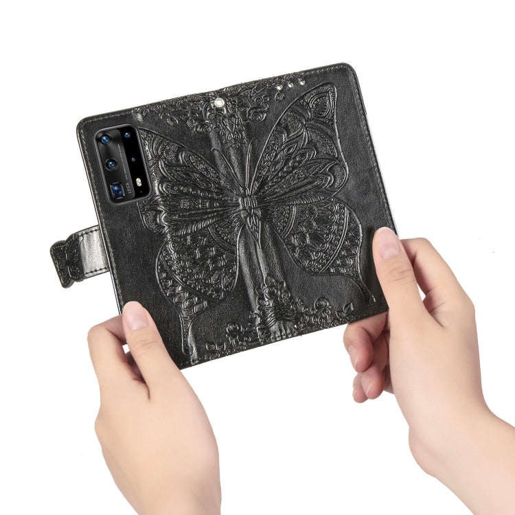 For Huawei P40 Pro Butterfly Love Flower Embossed Horizontal Flip Leather Case with Bracket / Car...