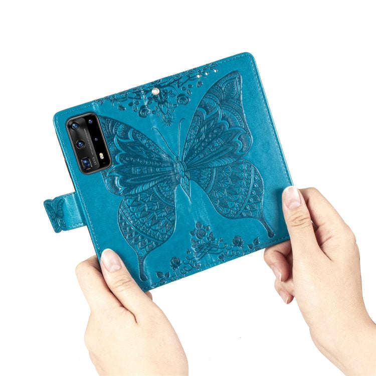 For Huawei P40 Pro Butterfly Love Flower Embossed Horizontal Flip Leather Case with Bracket / Car...