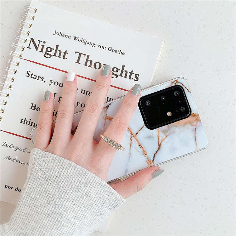 For Huawei P40 TPU Smooth Marble with Ring Metal Rhinestone Bracket Mobile Phone Protective Case(...