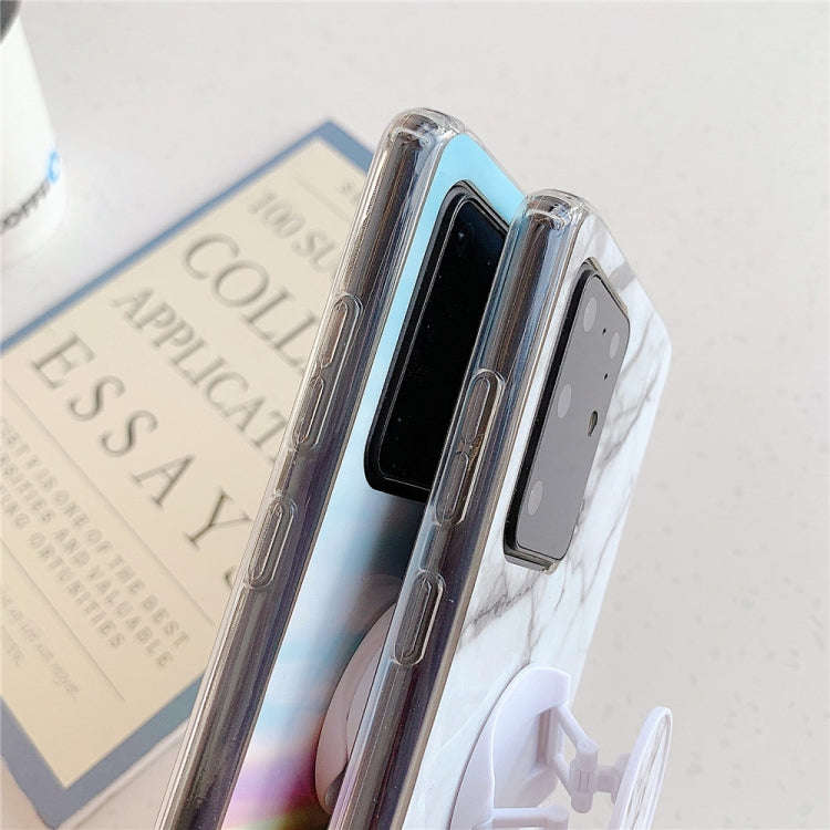 For Huawei P40 TPU Smooth Marble Pattern With Folding Bracket Mobile Phone Cose(Blue A7)