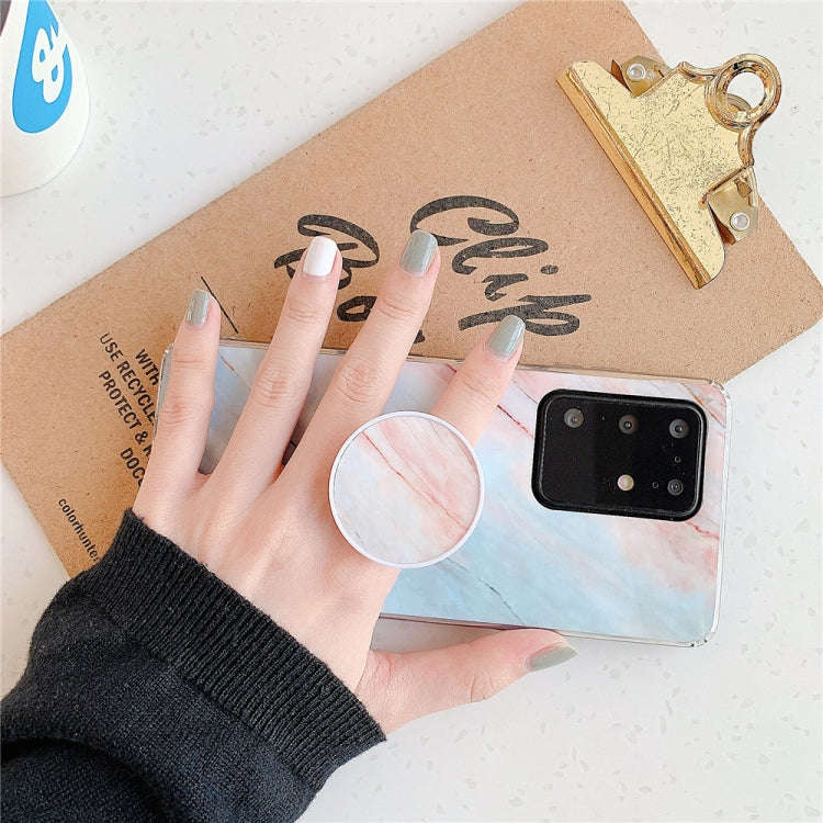 For Huawei P40 TPU Smooth Marble Pattern With Folding Bracket Mobile Phone Cose(Blue A7)