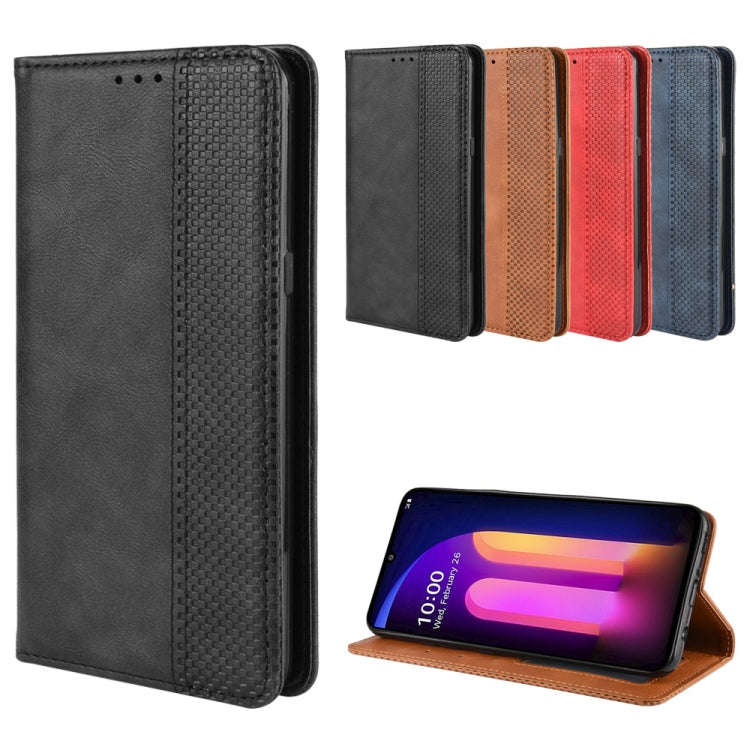 For LG V60 ThinQ 5G Magnetic Buckle Retro Crazy Horse Texture Horizontal Flip Leather Case  , wit...