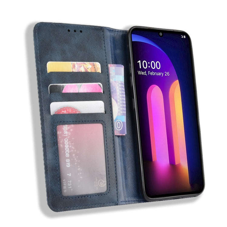 For LG V60 ThinQ 5G Magnetic Buckle Retro Crazy Horse Texture Horizontal Flip Leather Case  , wit...