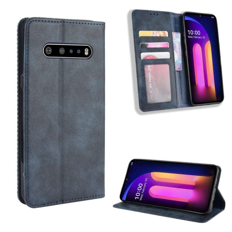 For LG V60 ThinQ 5G Magnetic Buckle Retro Crazy Horse Texture Horizontal Flip Leather Case  , wit...