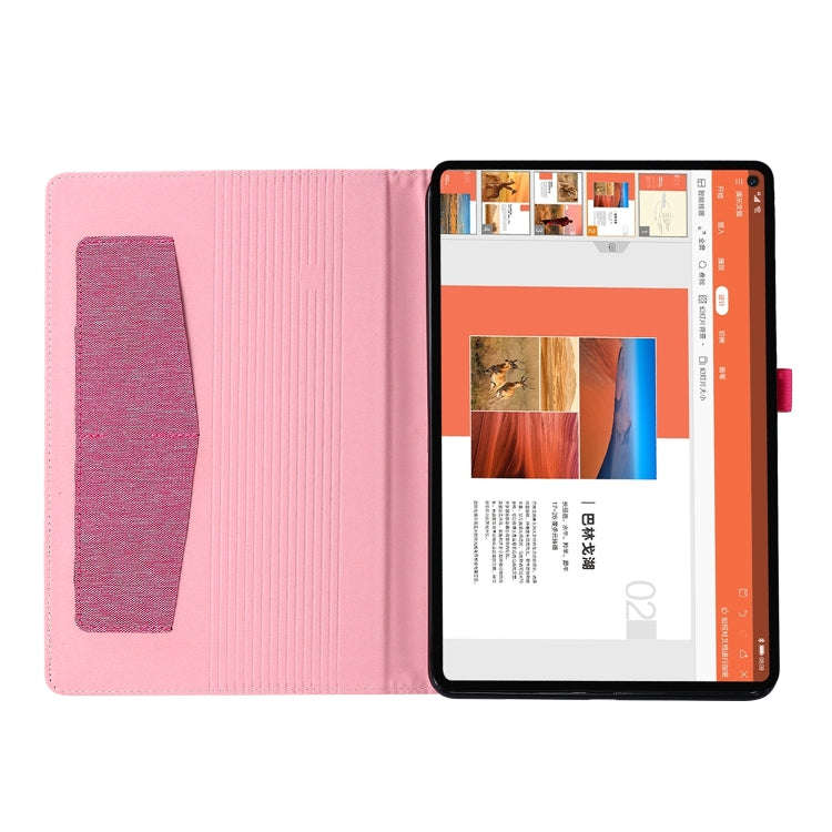 For Huawei Matepad Pro 10.8 Fabric + TPU Flat Protective case With Name Card Clip(Rose Red)
