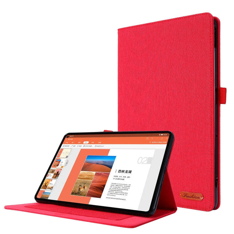 For Huawei Matepad Pro 10.8 Fabric + TPU Flat Protective case With Name Card Clip(Red)