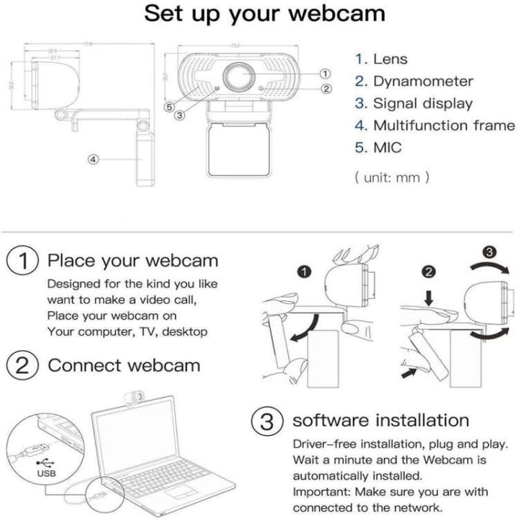 Full HD 1080P Web Camera With Noise Cancellation Microphone Skype Streaming Live Camera for Compu...