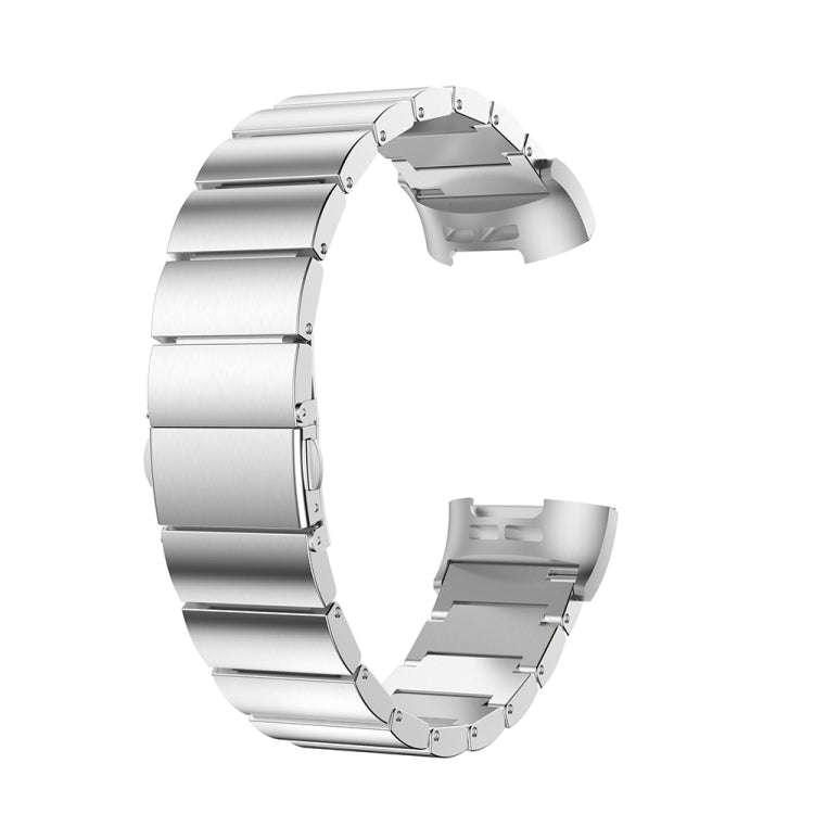One Beads Slingshot Buckle Solid Stainless Steel Watch Band for Fitbit Charge 4(Silver)