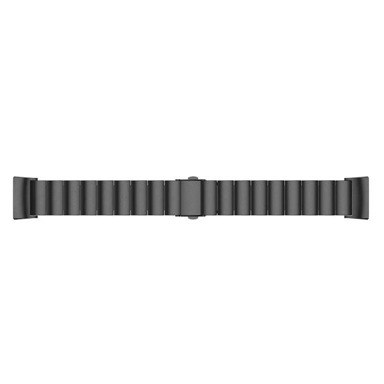 One Beads Slingshot Buckle Solid Stainless Steel Watch Band for Fitbit Charge 4(Black)