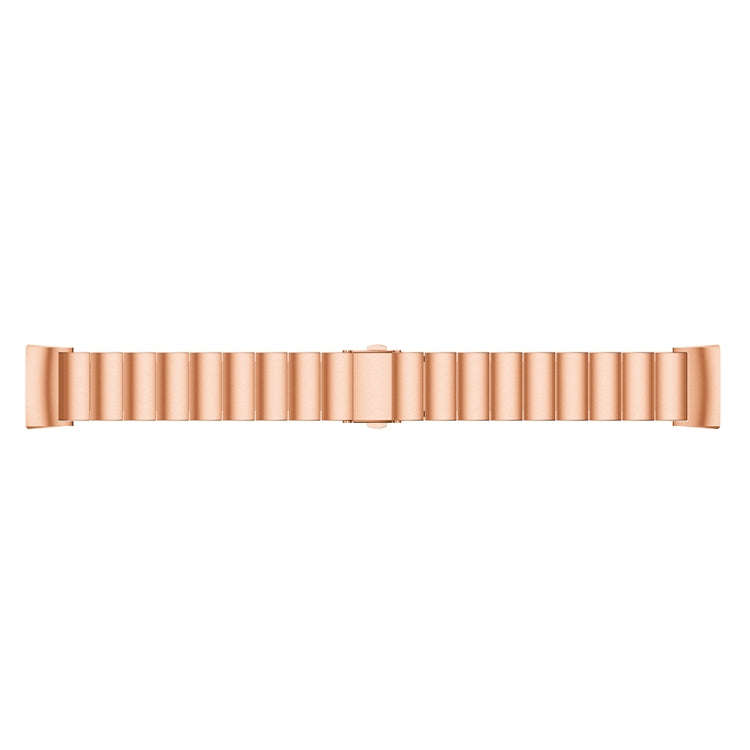 One Beads Slingshot Buckle Solid Stainless Steel Watch Band for Fitbit Charge 4(Rose Gold)