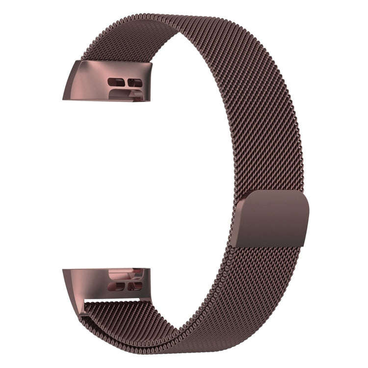 Stainless Steel Magnet Watch Band for FITBIT Charge 4 / 3, Large Size: 210x18mm(Coffee)