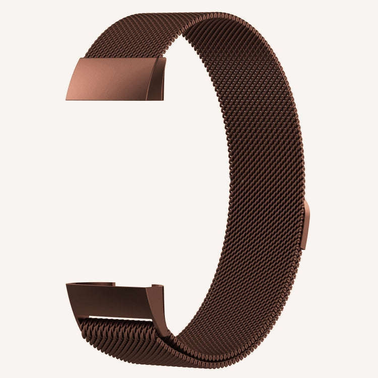 Stainless Steel Magnet Watch Band for FITBIT Charge 4 / 3, Large Size: 210x18mm(Coffee)