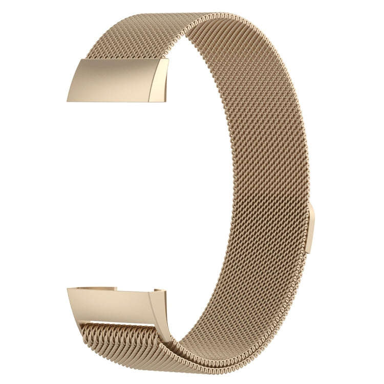 Stainless Steel Magnet Watch Band for FITBIT Charge 4 / 3, Large Size: 210x18mm(Champagne Gold)