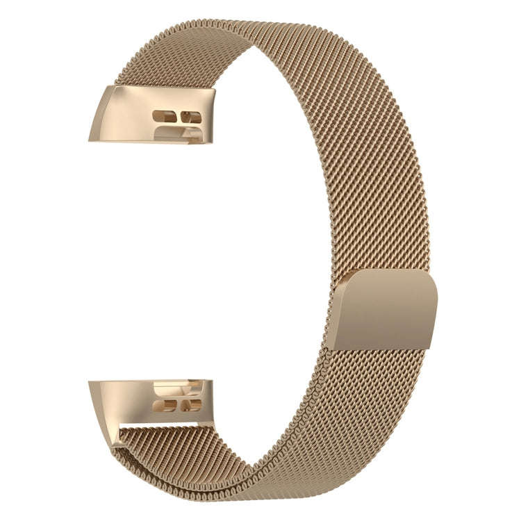 Stainless Steel Magnet Watch Band for FITBIT Charge 4 / 3, Large Size: 210x18mm(Champagne Gold)