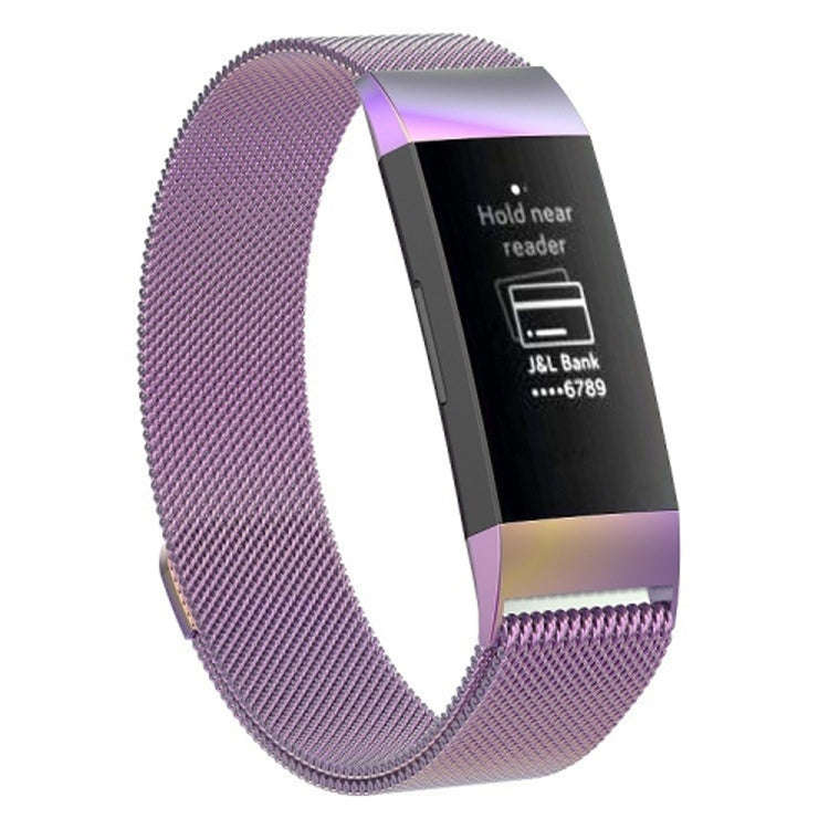 Stainless Steel Magnet Watch Band for FITBIT Charge 4 Large Size: 210x18mm(Colorful Light)
