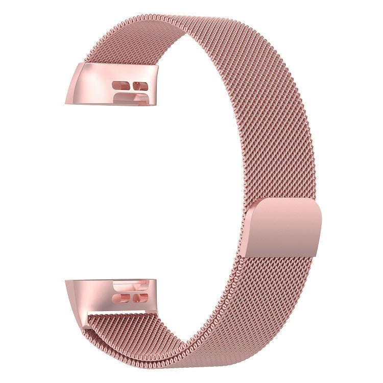 Stainless Steel Magnet Watch Band for FITBIT Charge 4 / 3, Large Size: 210x18mm(Pink)