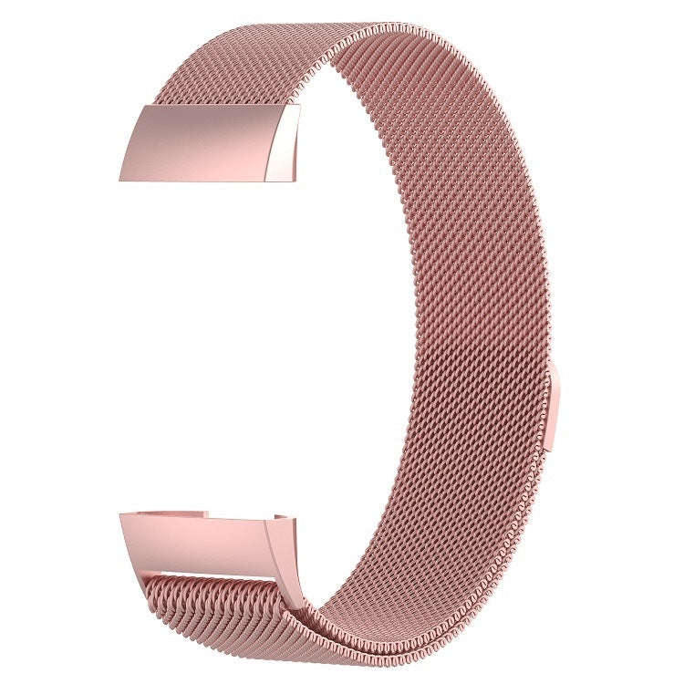 Stainless Steel Magnet Watch Band for FITBIT Charge 4 / 3, Large Size: 210x18mm(Pink)