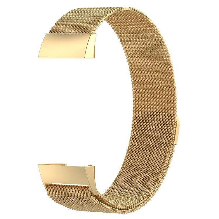 Stainless Steel Magnet Watch Band for FITBIT Charge 4 / 3, Large Size: 210x18mm(Gold)