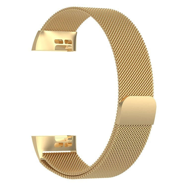 Stainless Steel Magnet Watch Band for FITBIT Charge 4 / 3, Large Size: 210x18mm(Gold)