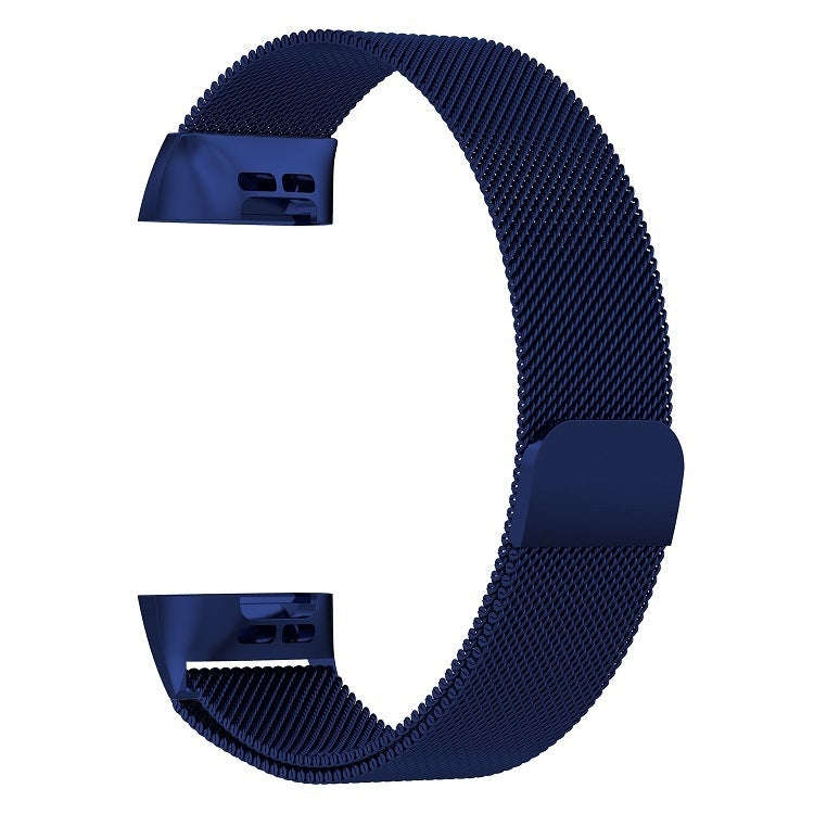 Stainless Steel Magnet Watch Band for FITBIT Charge 4 / 3, Large Size: 210x18mm(Blue)