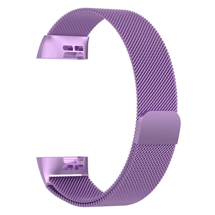 Stainless Steel Magnet Watch Band for FITBIT Charge 4 / 3, Large Size: 210x18mm(Light Purple)