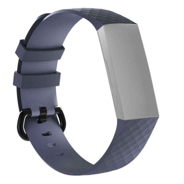 Diamond Pattern Silicone Watch Band for Fitbit Charge 3 Small Size190*18mm(Gray)