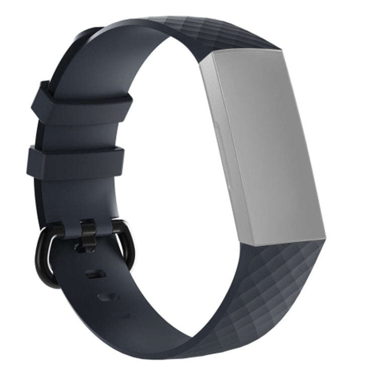 Diamond Pattern Silicone Watch Band for Fitbit Charge 3 Small Size190*18mm(Navy Blue)