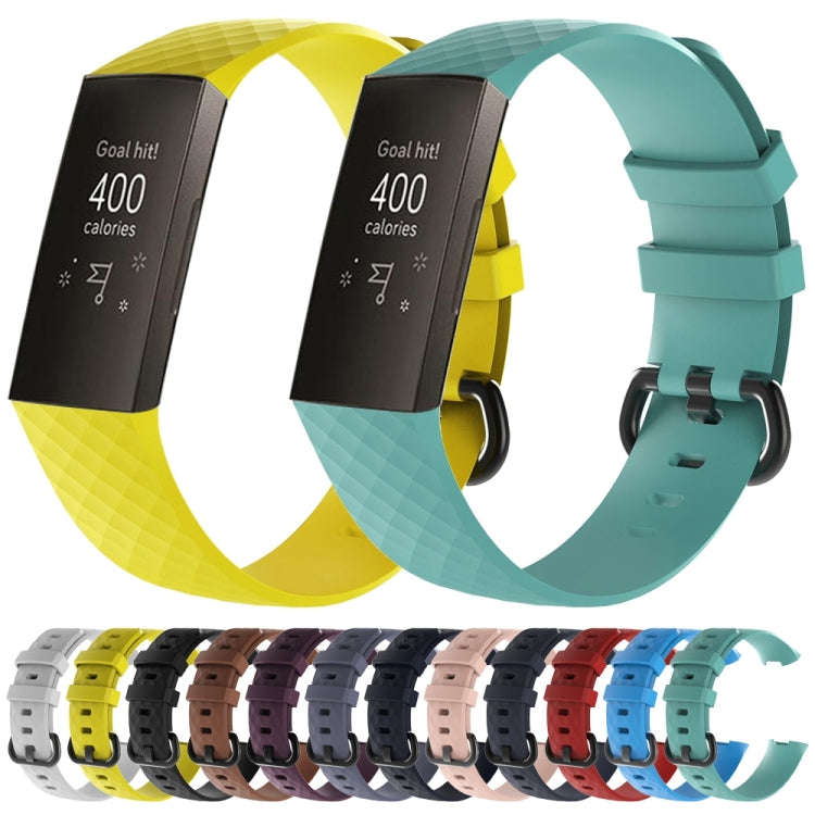 Diamond Pattern Silicone Watch Band for Fitbit Charge 3 Small Size190*18mm(Gray)