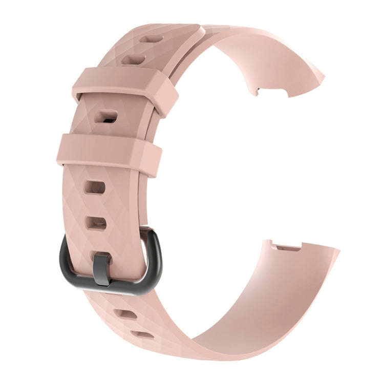 Diamond Pattern Silicone Watch Band for Fitbit Charge 4 Small Size190*18mm(Pink)