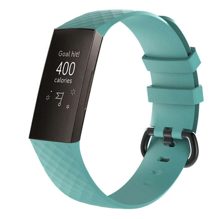 Diamond Pattern Silicone Watch Band for Fitbit Charge 4 Small Size190*18mm(Light Green)