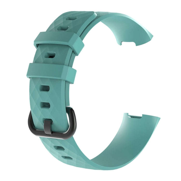 Diamond Pattern Silicone Watch Band for Fitbit Charge 4 Small Size190*18mm(Light Green)